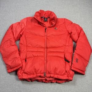 Adidas Down 550 Puffer Jacket Womens Small Red‎ Insulated Full Zip Short Pockets